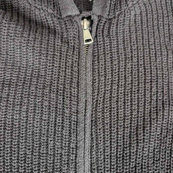 Hooded Black Zip Up Sweater Cardigan Cable Knit Minimal Soft Girl Acubi XS - Picture 6 of 10